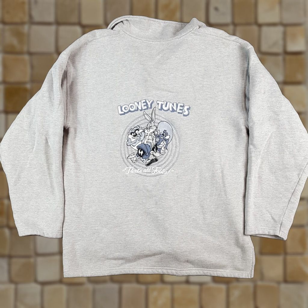 Vintage Vintage Looney Tunes Sweatshirt Mens Size L Collared Pullover Graphic Print 90s Cartoon Gray Pullover Sweatshirt Size US L / EU 52-54 / 3 - 1 Thumbnail
