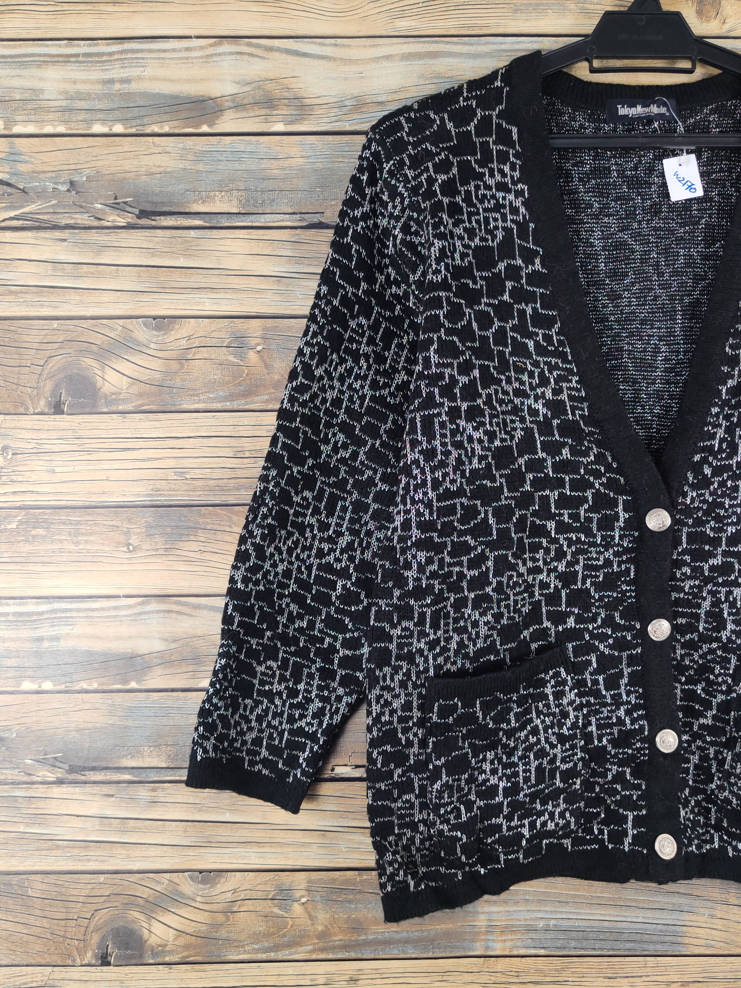 Homespun Knitwear Tokyo New Mode Black Knitwear Cardigan #W2170 Size US M / EU 48-50 / 2 - 3 Thumbnail