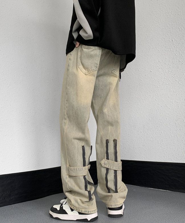 Japanese Brand Trendy men's straight high street workwear casual jeans Size US 32 / EU 48 - 4 Thumbnail