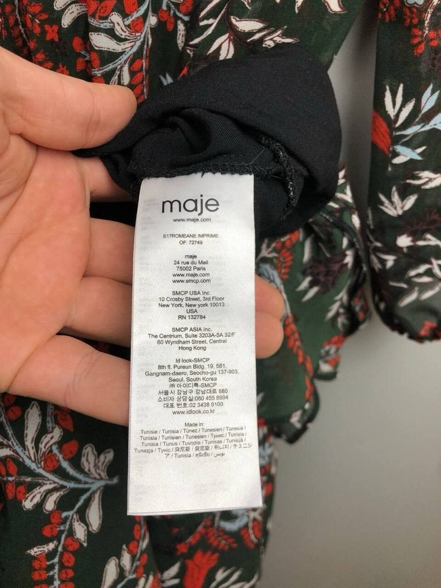 Maje Maje Floral Print Crepe Ruffle Sleeve Summer Mini Dress Size XS / US 0-2 / IT 36-38 - 5 Thumbnail