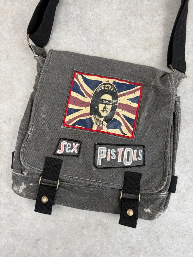 Vintage Vintage Grey Denim Sex Pistols Patch Messenger Bag Size ONE SIZE - 4 Thumbnail