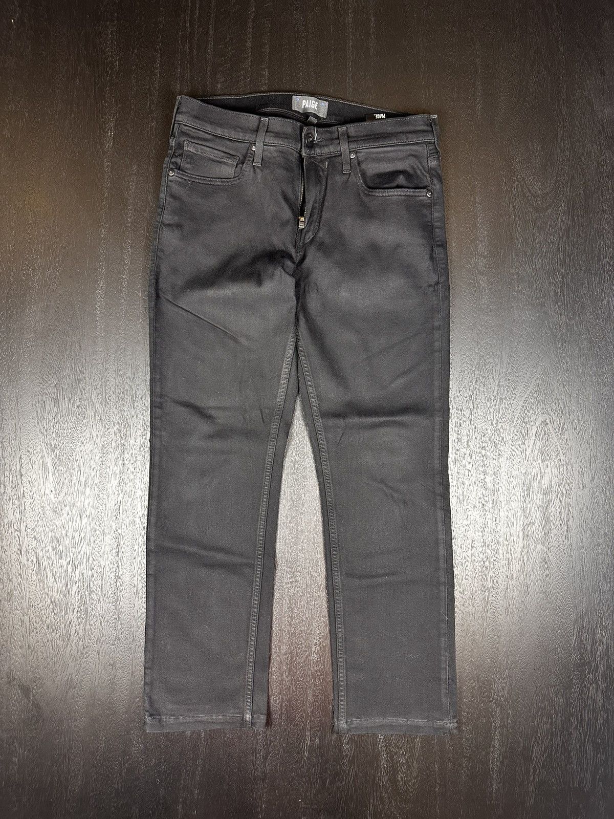Paige Paige Slim-Straight Jeans — Black (30, Hemmed for 5’5”) Size US 30 / EU 46 - 1 Thumbnail