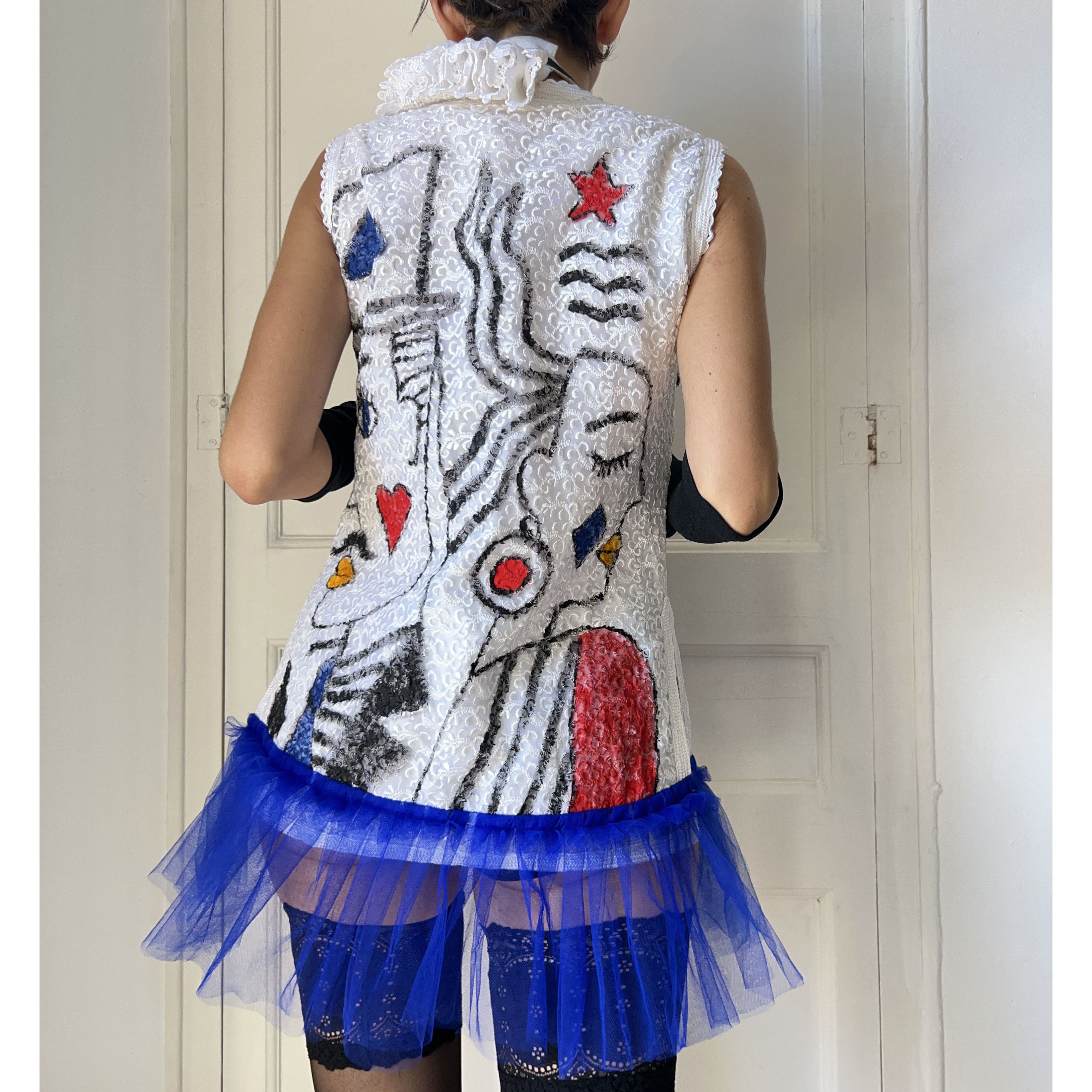 Custommade Hand Painted Playing Card Embroidered Tulle Vest Size M / US 6-8 / IT 42-44 - 7 Thumbnail