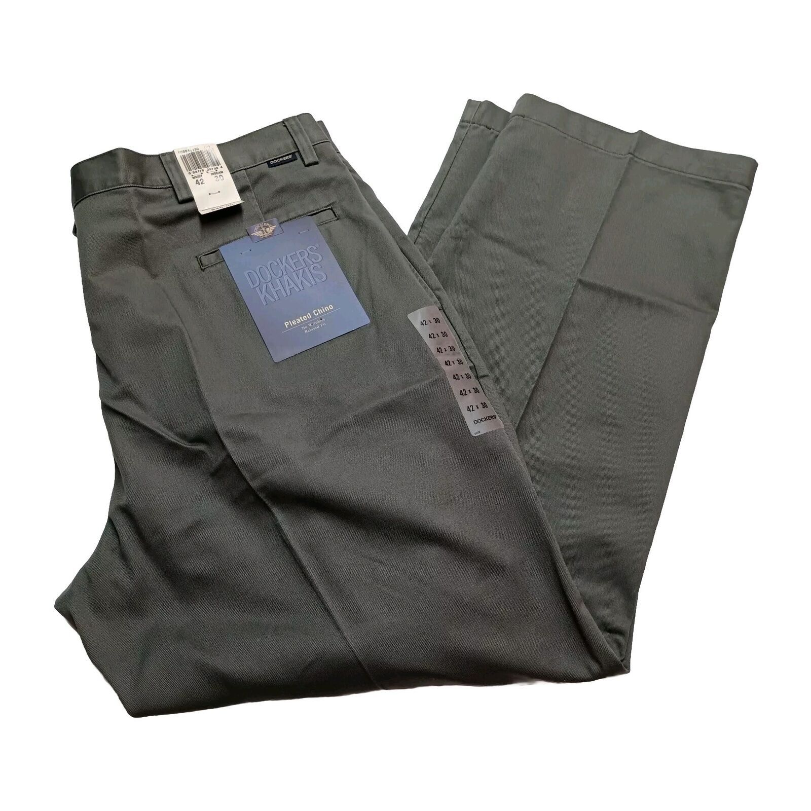 Dockers Dockers Chino Pants Men's 42x30 Gray Pleated Relaxed Fit Size US 42 / EU 58 - 1 Thumbnail