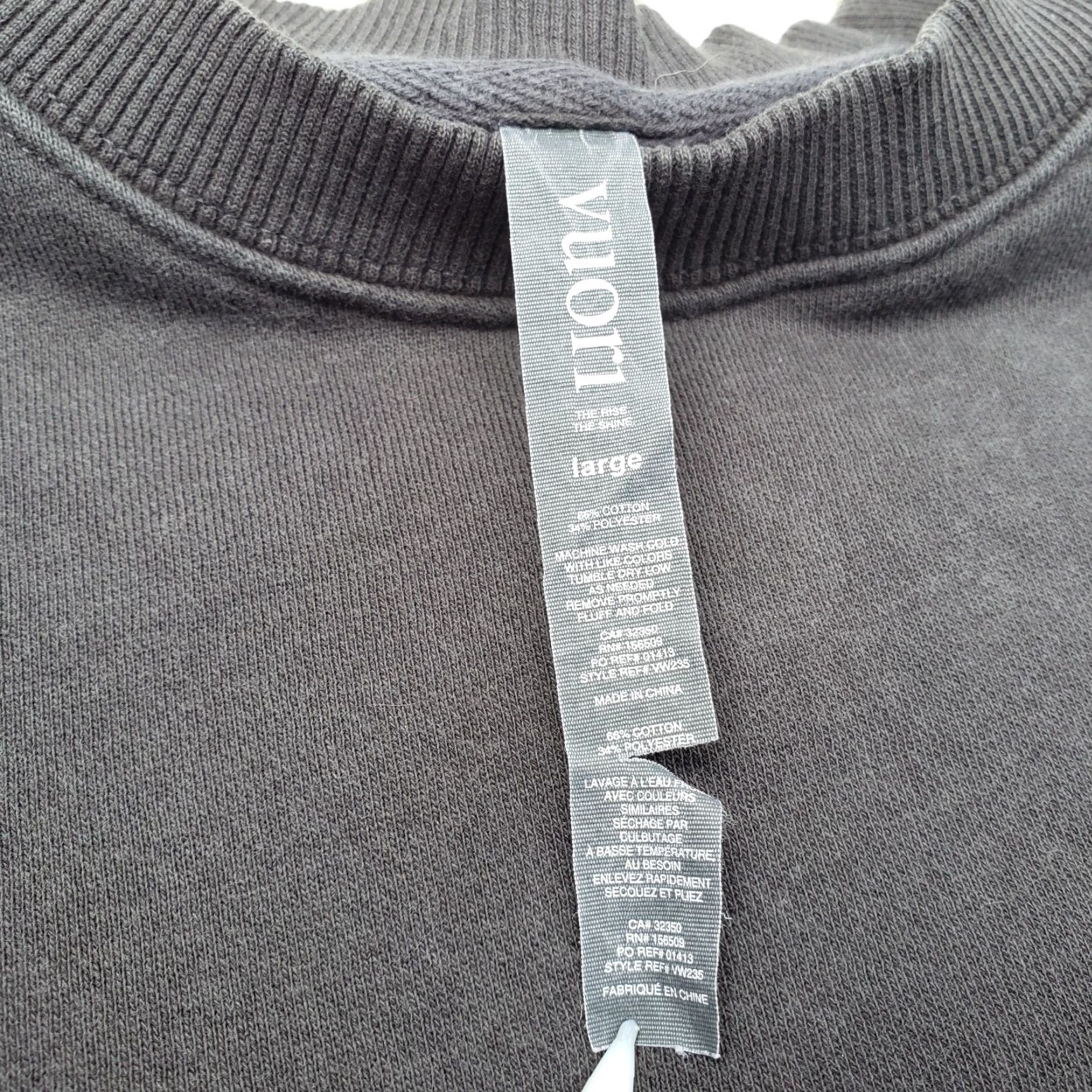 VUORI Restore Crew Neck Sweatshirt - Cotton Blend, Black - Large - Women - Regular - Pullover - Drawstring Hem - All Seasons - Cropped - L