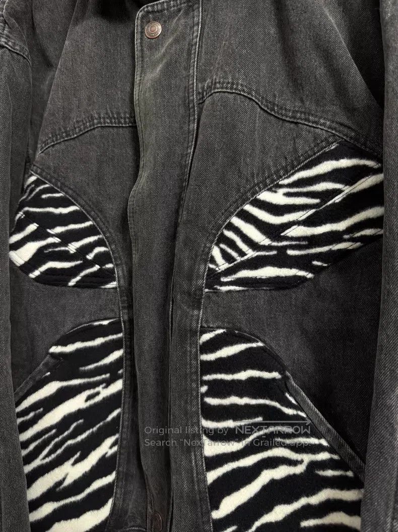 Celine CELINE Zebra Print Patchwork Smoky Grey Denim Cotton Jacke Size US M / EU 48-50 / 2 - 4 Thumbnail