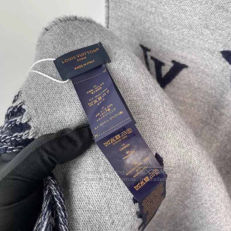 Louis Vuitton Louis Vuitton Monogram Dark Blue 100% Wool Scarf Size ONE SIZE - 5 Thumbnail