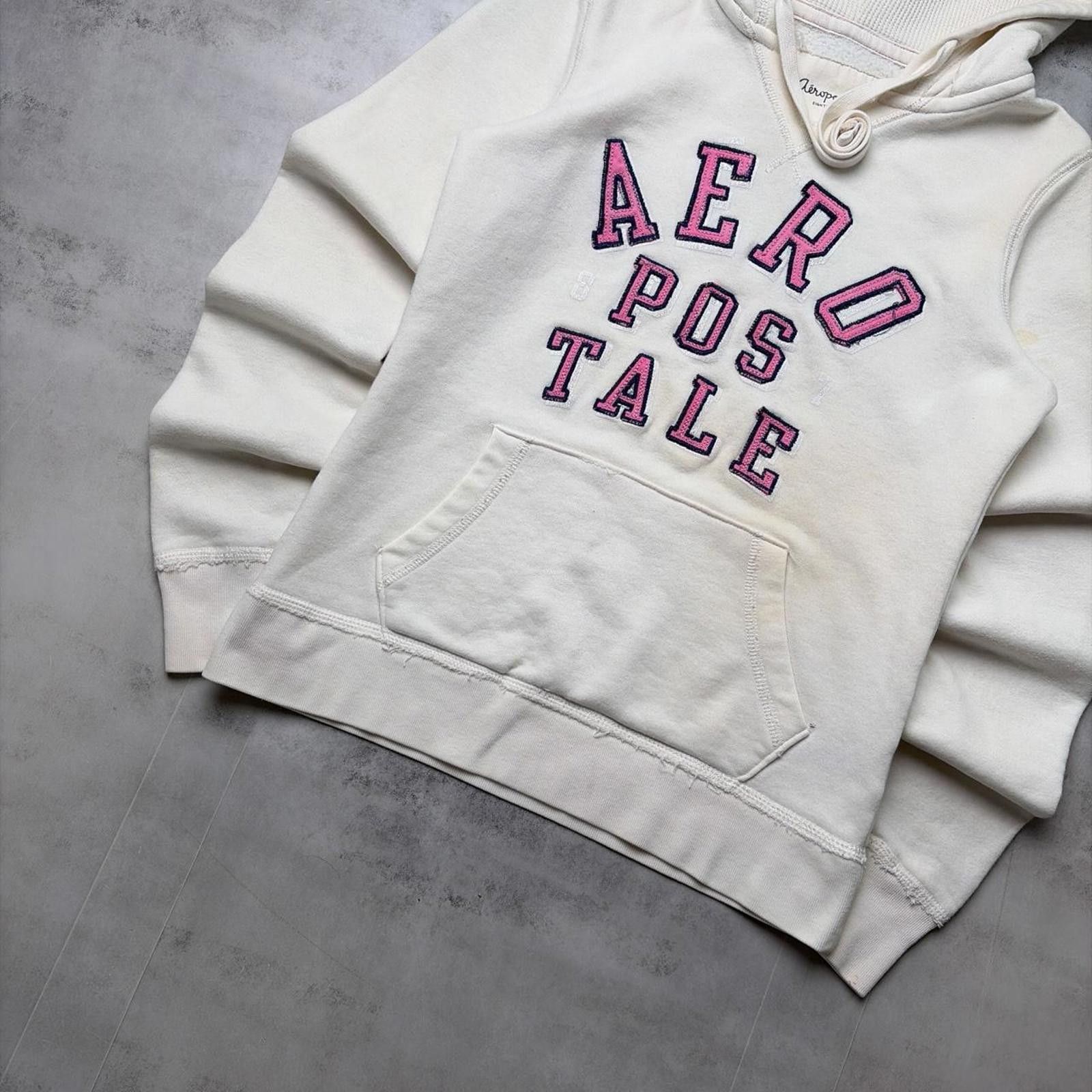 Aeropostale Y2K White Aeropostale Grunge Skater Thermal Hoodie Size S / US 4 / IT 40 - 4 Thumbnail