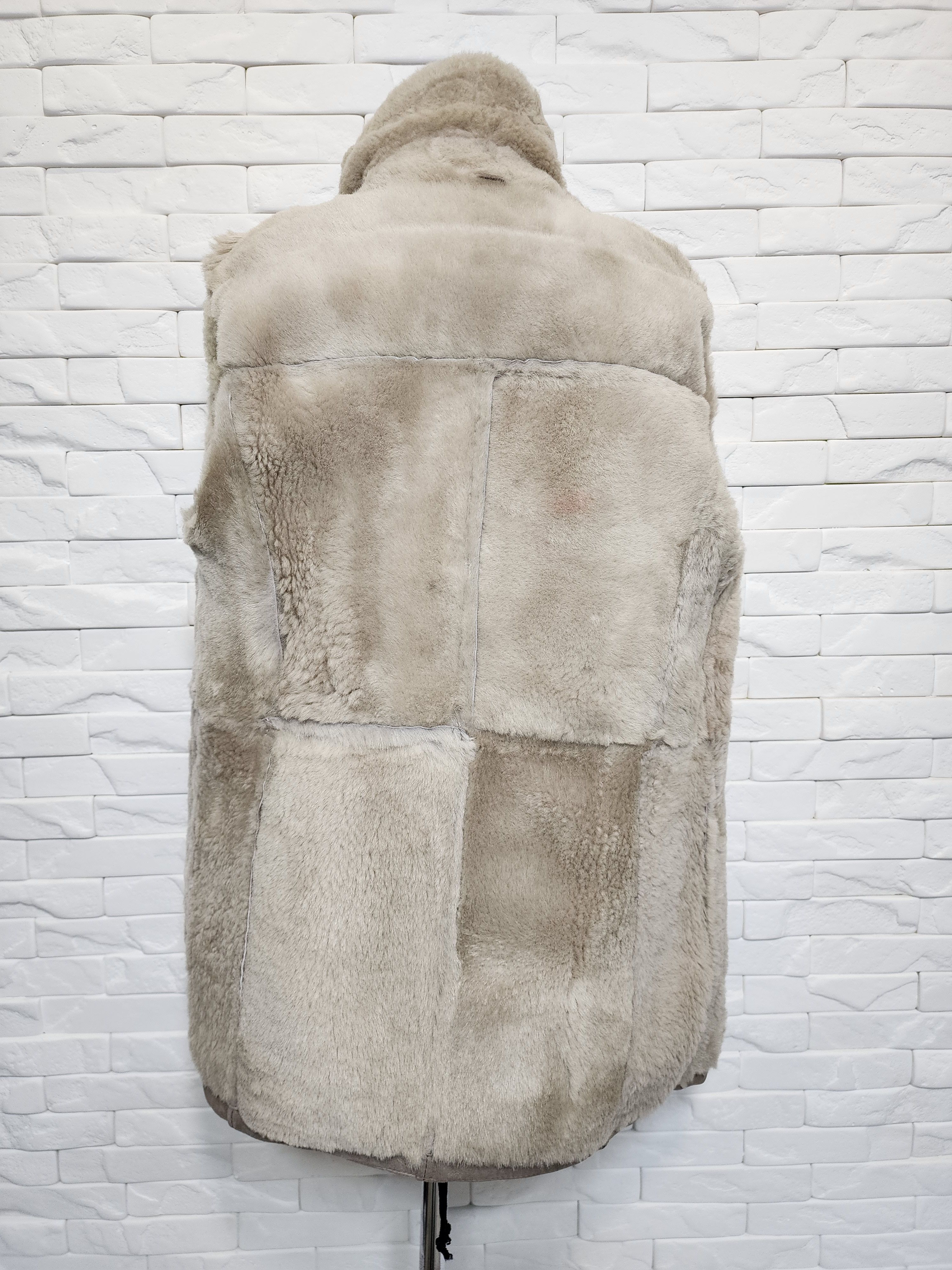 Genuine Leather Men's Gray Sheepskin Coat: Zipper-Up Winter Coat Size US M / EU 48-50 / 2 - 7 Thumbnail