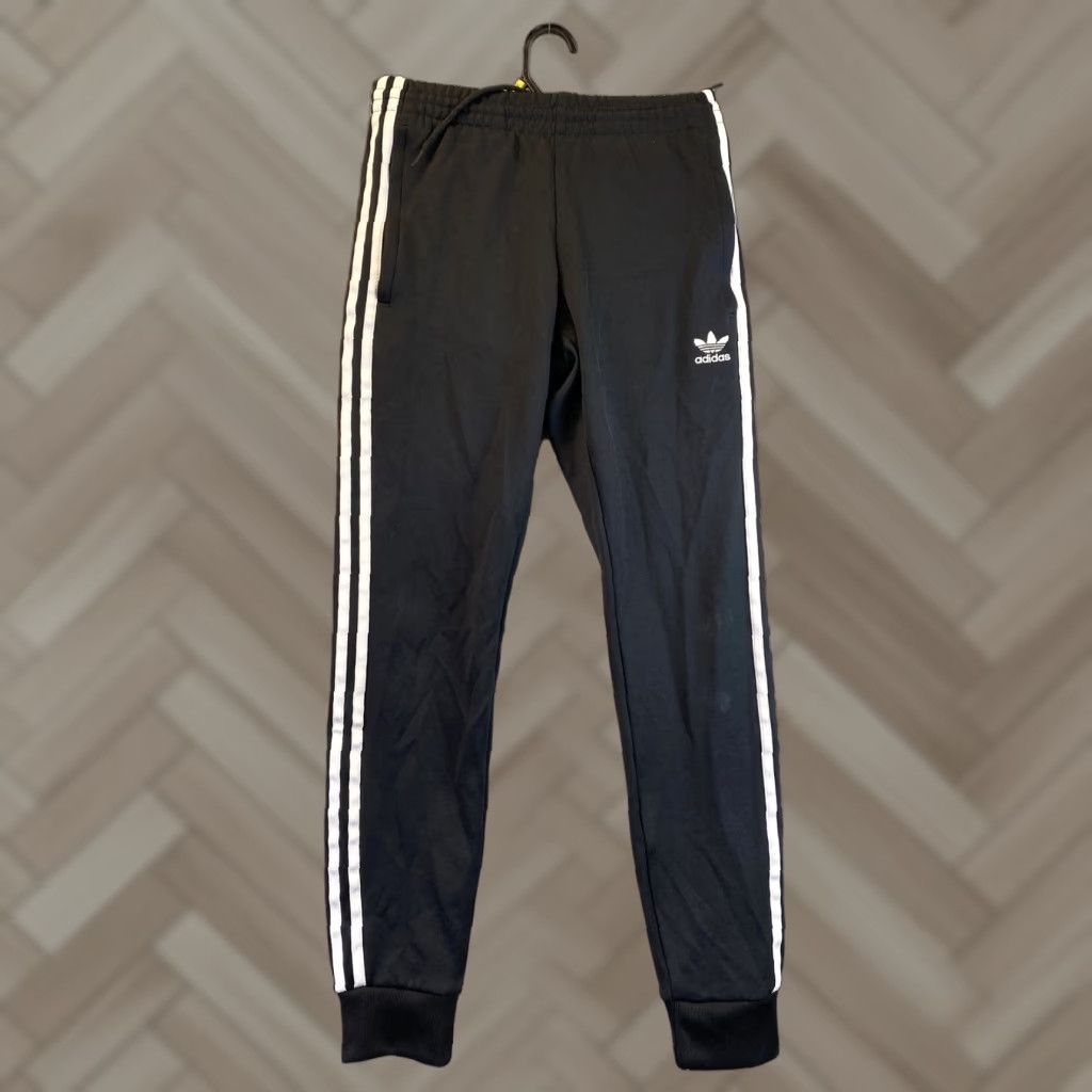 Adidas Adidas Mens Track Pant Running Training Elastic Waist Black White XS 93-42 Size US 27 - 1 Thumbnail