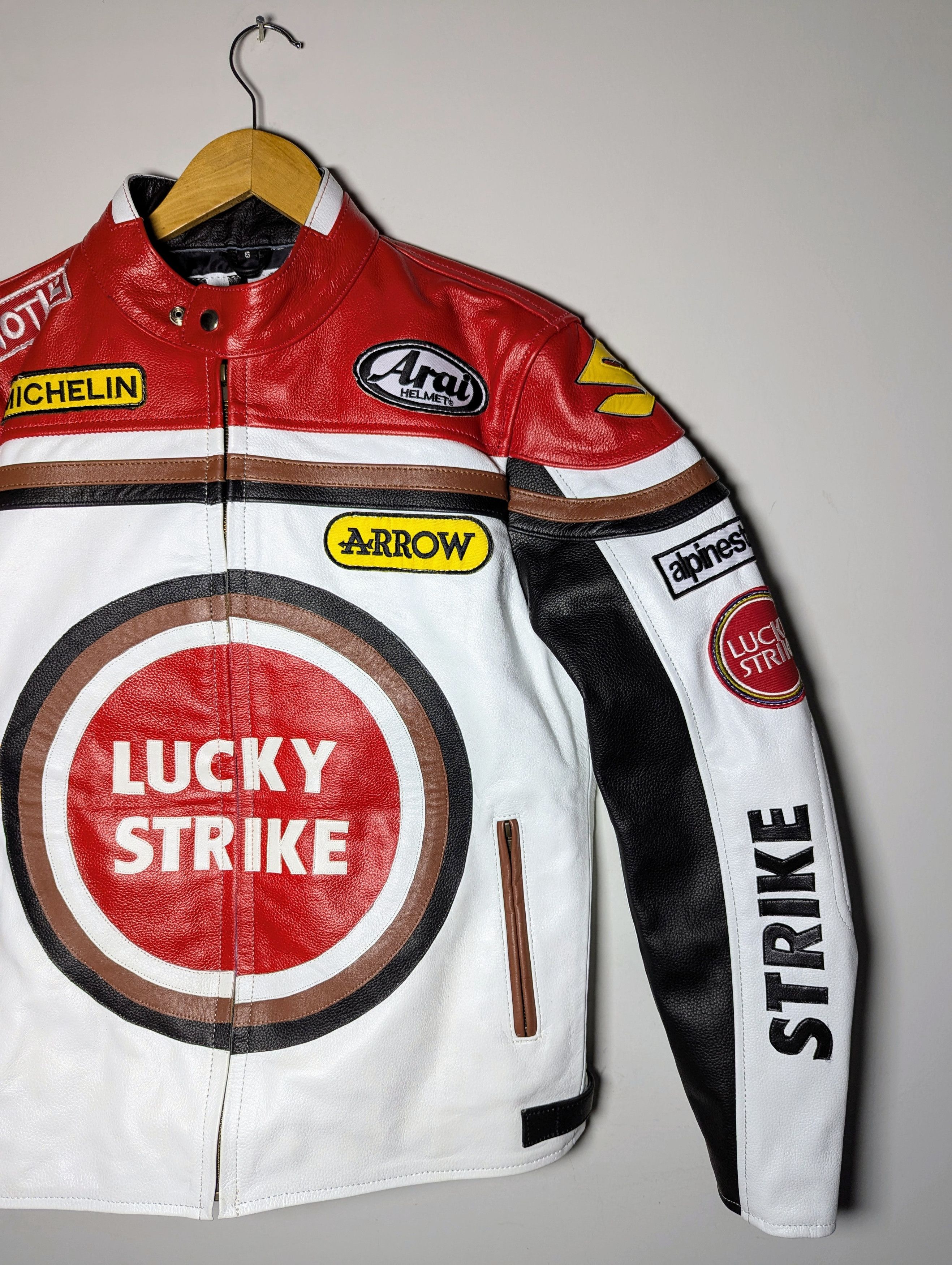 Vintage 💦 LUCKY STRIKE 💥 RARE VINTAGE LEATHER JACKET Size L / US 10 / IT 46 - 4 Thumbnail