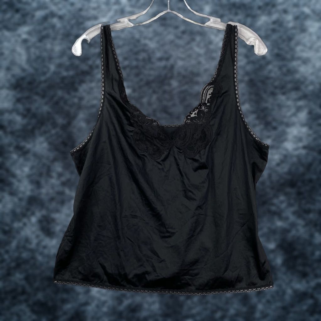 Vintage VINTAGE WonderMaid Camisole Womens 38 Black Satin Lace Tank Spaghetti Adjustable USA Slips Top Shirt Womens Size XS / US 0-2 / IT 36-38 - 1 Thumbnail