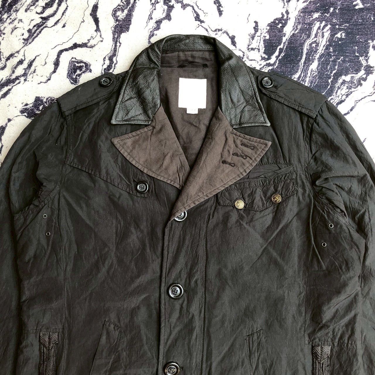 If Six Was Nine Vintage Y2K Diesel Quilted Military Coat w/ Leather Details Size US M / EU 48-50 / 2 - 2 Thumbnail