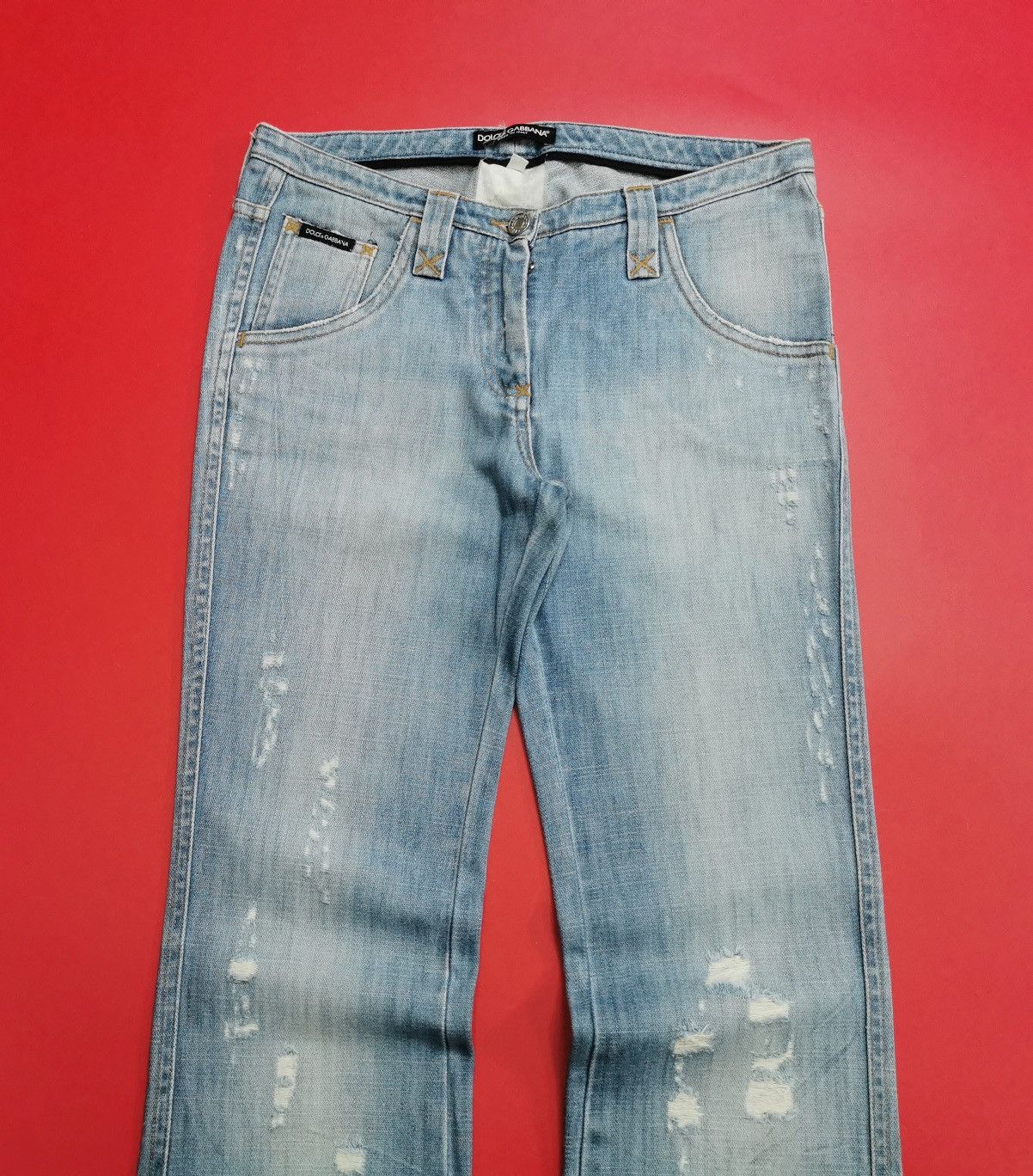 Dolce & Gabbana 00s Vintage Bootcut Dolce & Gabbana Distressed Jeans Size 29" - 6 Thumbnail