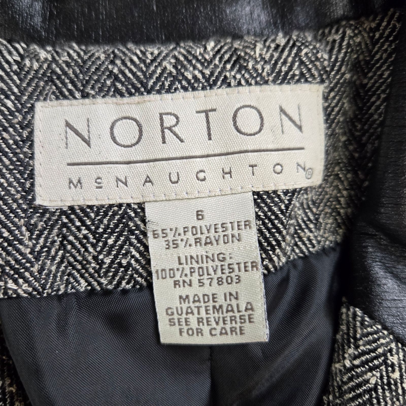 Vintage 90s Vintage Gray Black Tweed Herringbone Blazer Size 6 Size M / US 6-8 / IT 42-44 - 8 Thumbnail