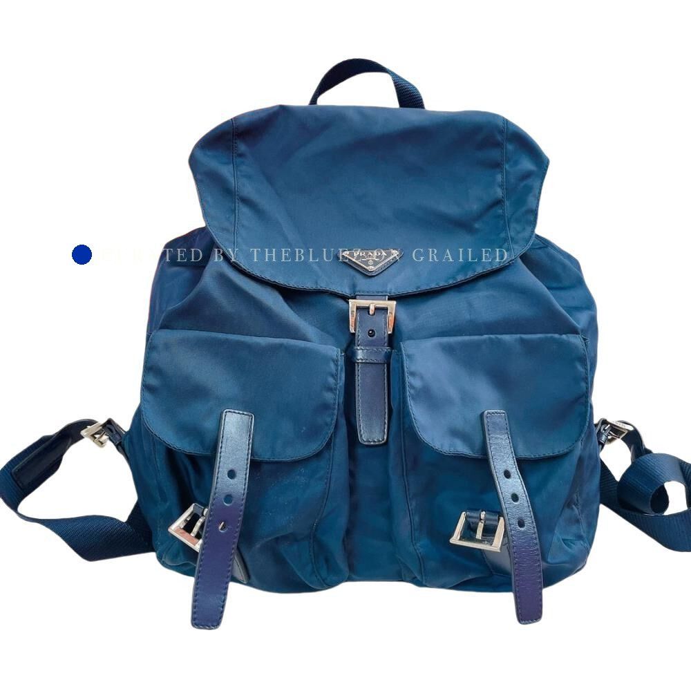 Prada Blue Nylon Backpack with Buckle Closure Size ONE SIZE - 1 Thumbnail