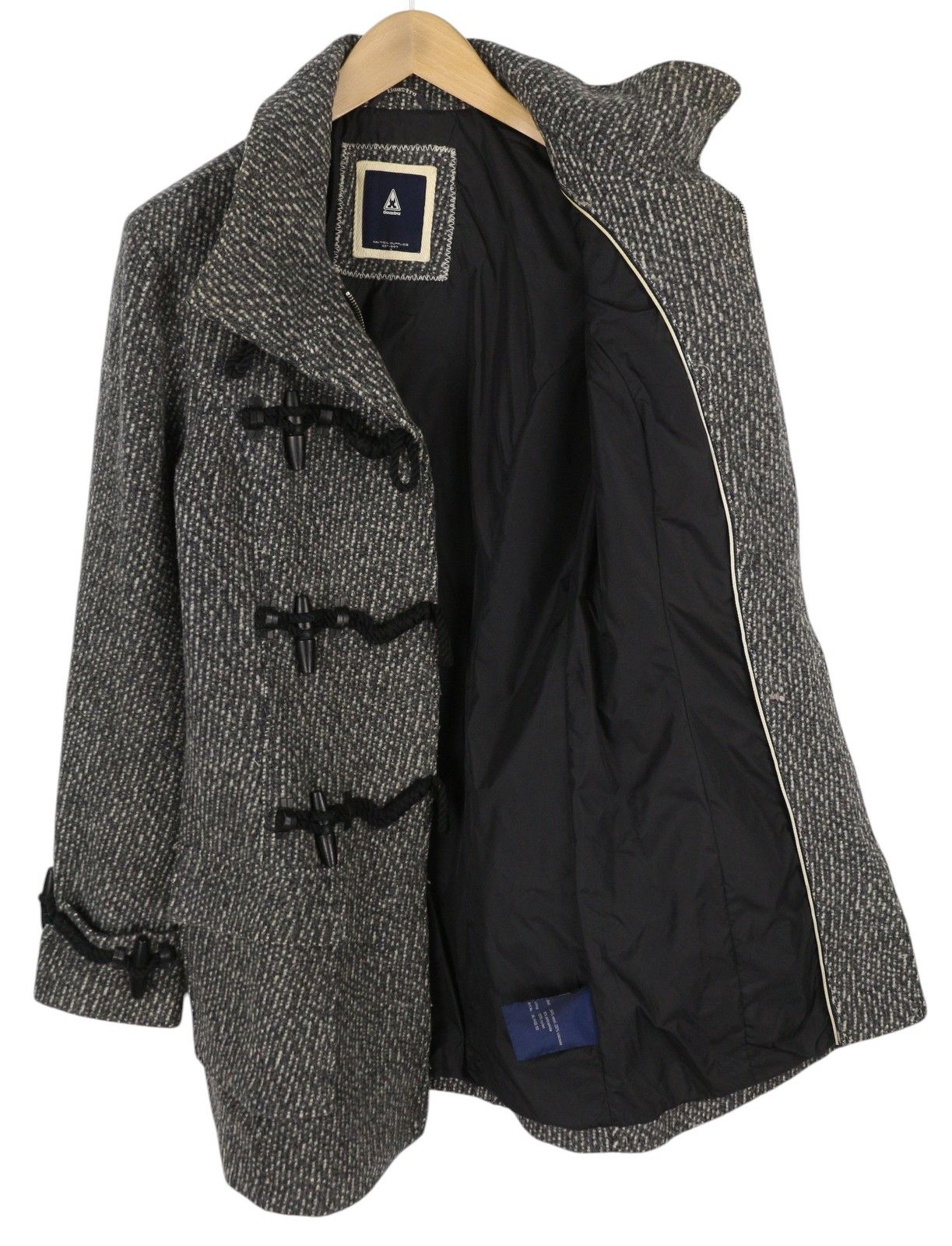 Other M Melange Grey Toggles Wool Blend High Neck Coat 86463 Size M / US 6-8 / IT 42-44 - 4 Thumbnail