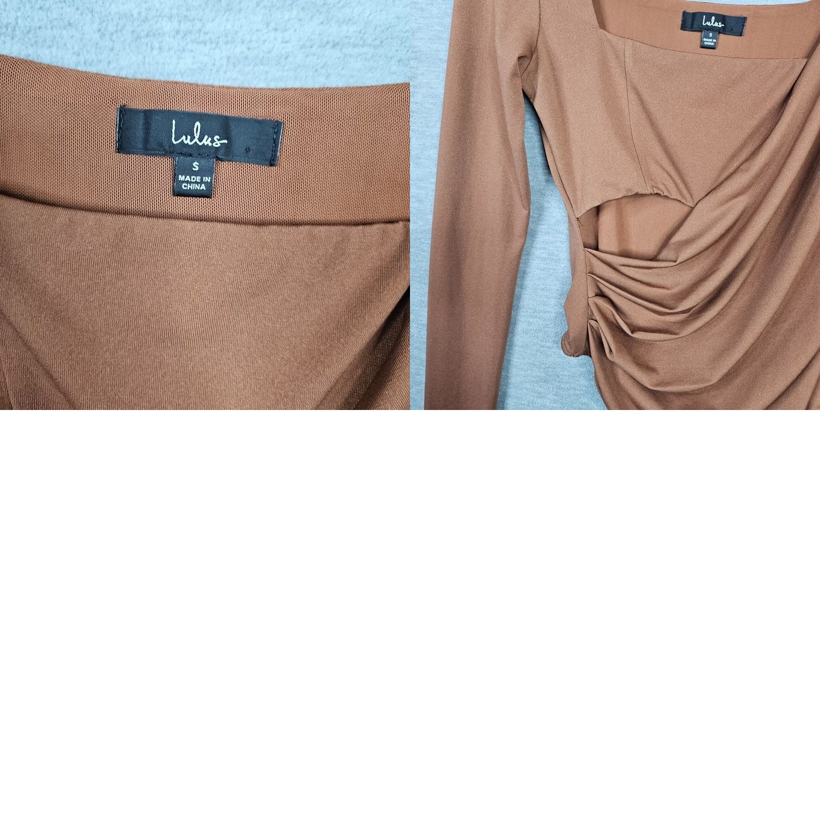 Lulus Lulus Women's Brown Squared Neck Long Sleeve Top S Shirt Top Regular Size S Brown Size S / US 4 / IT 40 - 8 Thumbnail