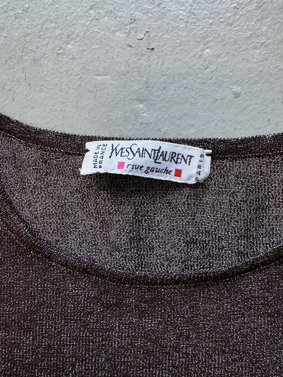 Yves Saint Laurent Yves Saint Laurent SS99 Glittery Brown Sheer Long Sleeve Size US S / EU 44-46 / 1 - 4 Thumbnail