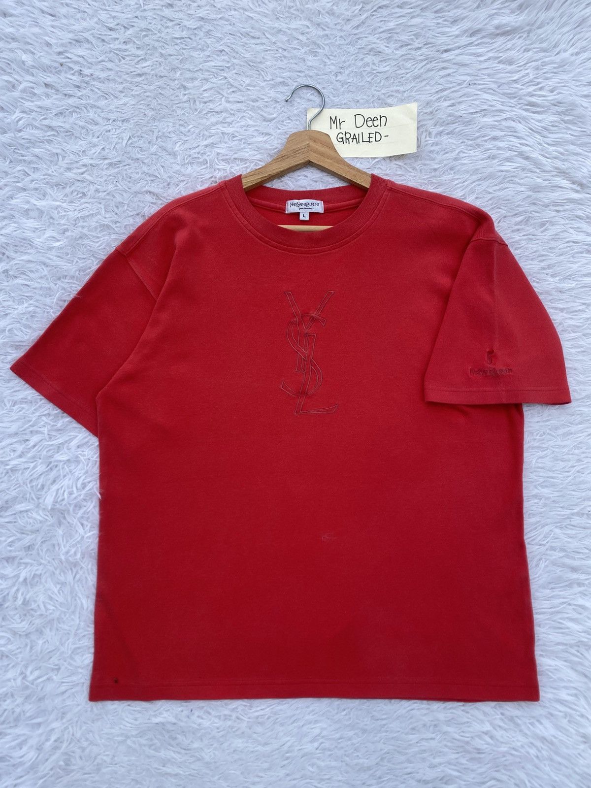Yves Saint Laurent Rare Vintage Yves Saint Laurent YSL Embroidered Logo Tshirt Size US L / EU 52-54 / 3 - 2 Thumbnail