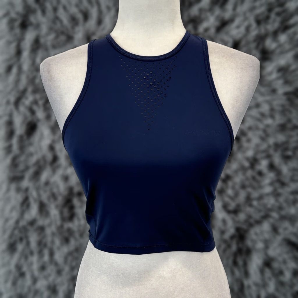 Athleta Athleta Accelerate Crop Tank Top Sz XXS Navy Sleeveless Perforated Size XXS / US 00 / IT 34 - 1 Thumbnail