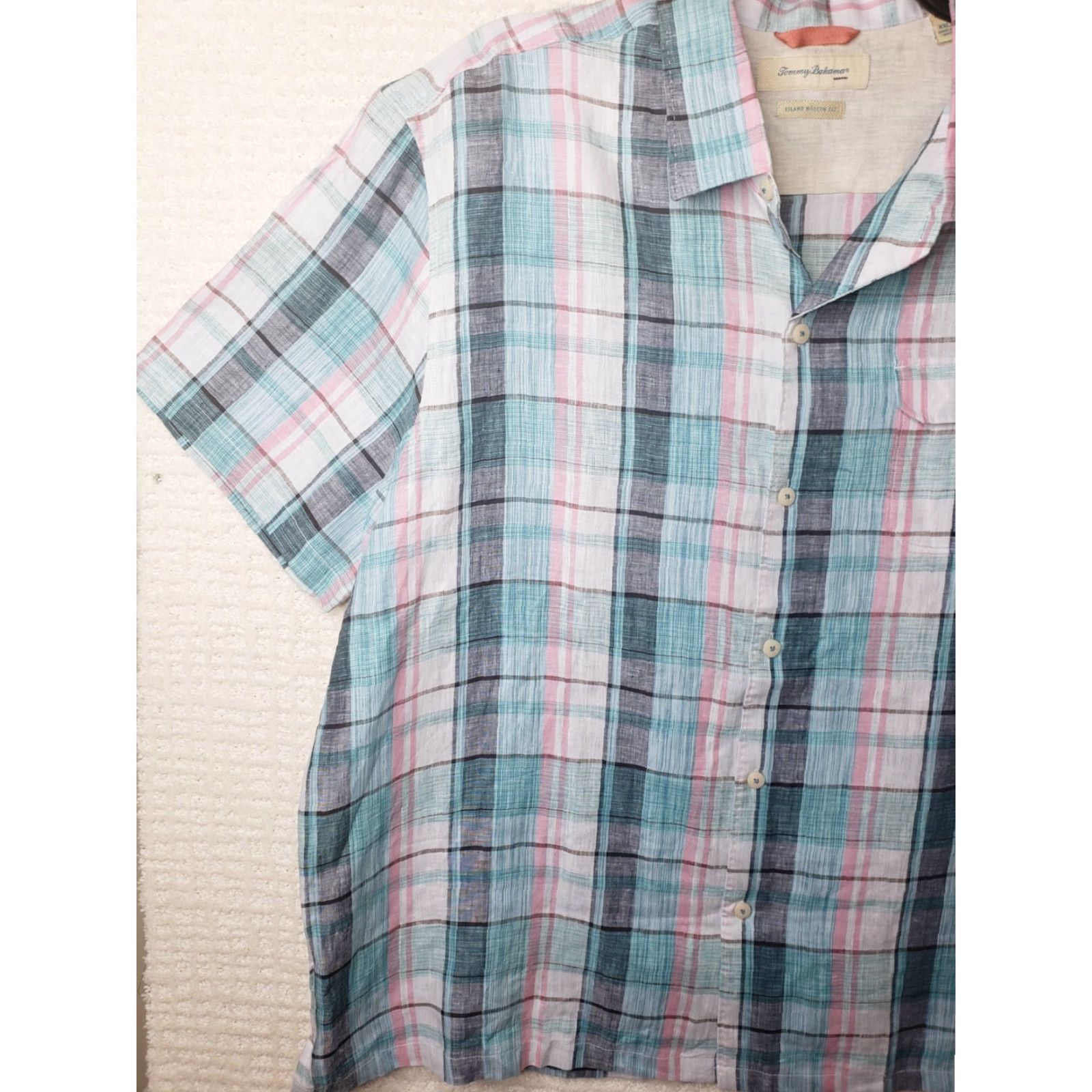 Tommy Bahama Tommy Bahama Shirt Mens 2XL 100% Linen Multicolor Plaid Short Sleeve Collared Relax XXL Size US XXL / EU 58 / 5 - 3 Thumbnail