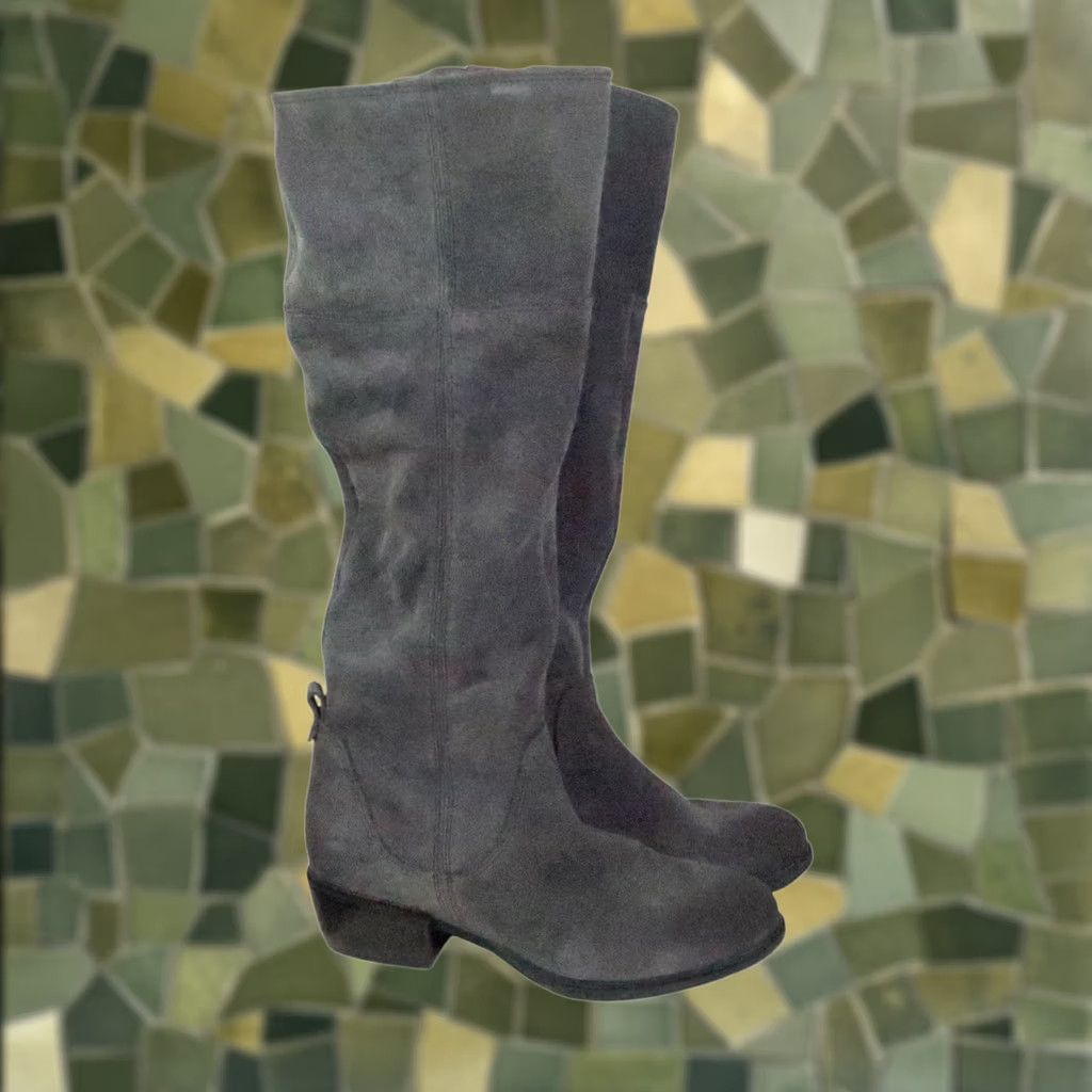 Timberland Timberland Grey Suede Leather Tall Knee High Boots Womens 8 Riding Boot Zip 18" Height 1.5" Heel Casual Fall Winter Spring Women Size US 8 / IT 38 - 1 Thumbnail