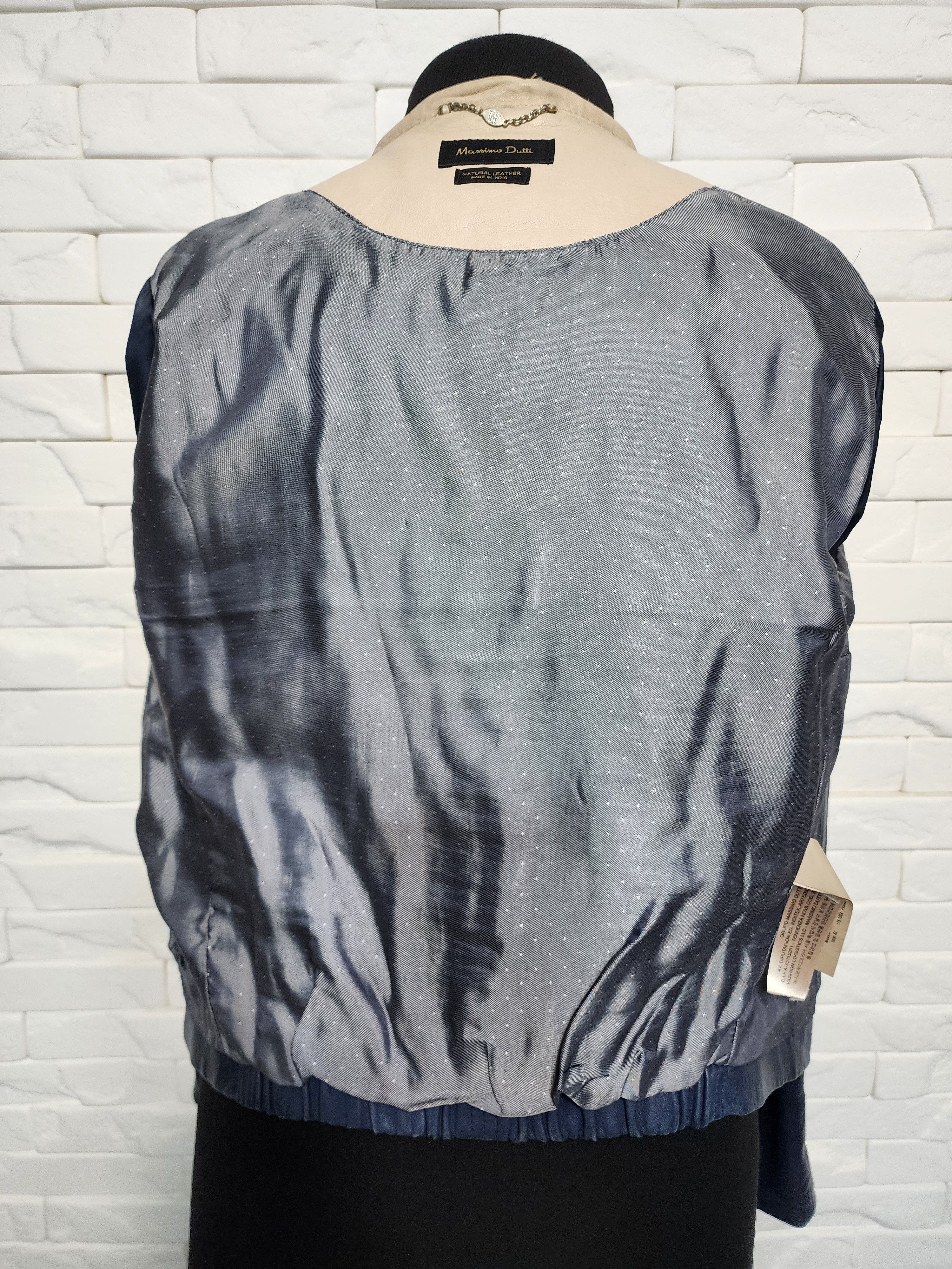 Designer Women's blue leather jacket. Size L / US 10 / IT 46 - 8 Thumbnail