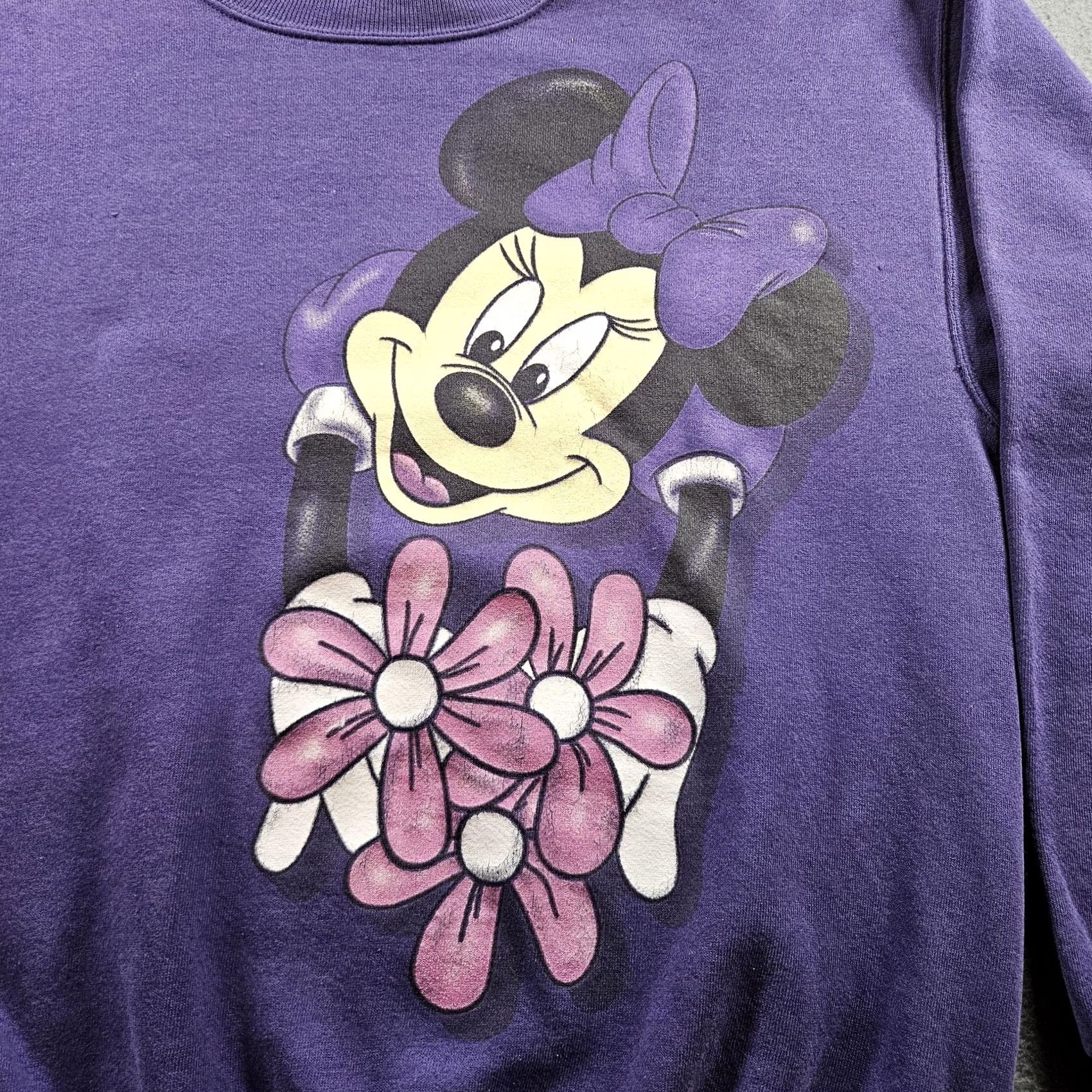 Disney Vintage Disney Minnie Mouse Sweatshirt Womens Medium Purple Graphic USA 90s Pullover Size M / US 6-8 / IT 42-44 - 2 Thumbnail