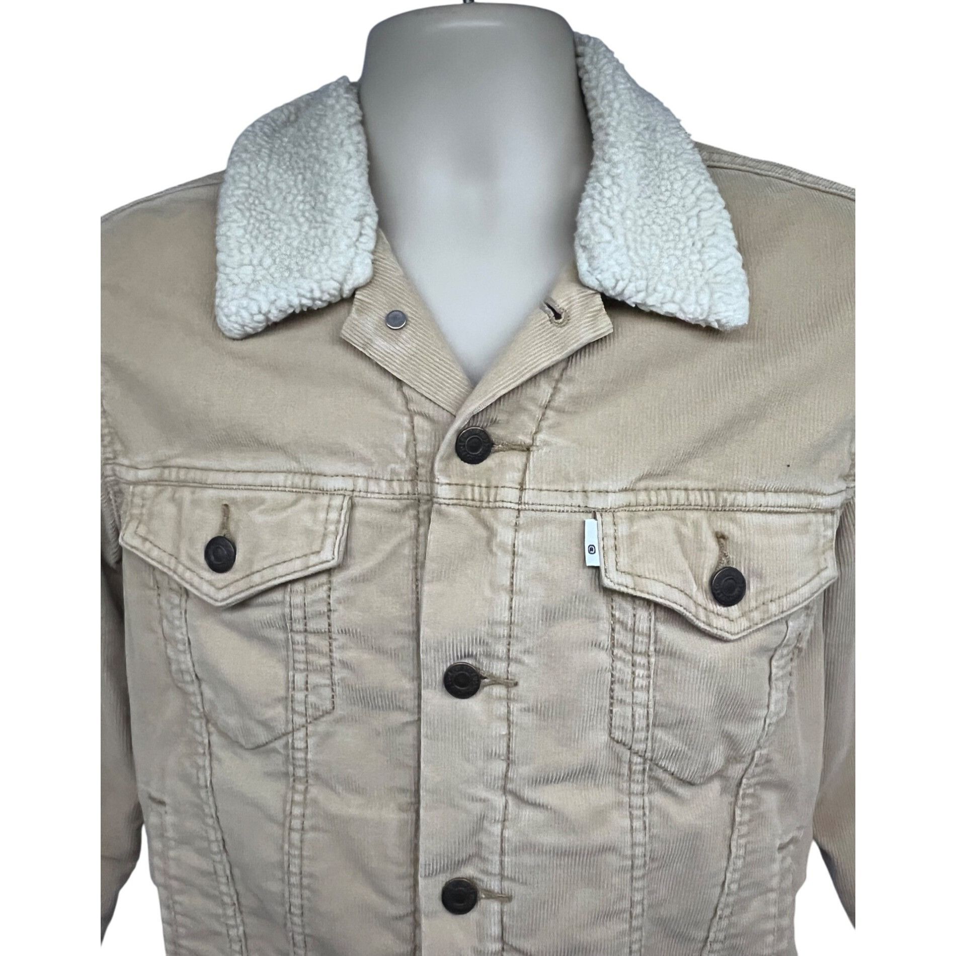 Levi's Levis Mens Tan Corduroy Button Up Trucker Jacket Small Sherp Size US S / EU 44-46 / 1 - 7 Thumbnail