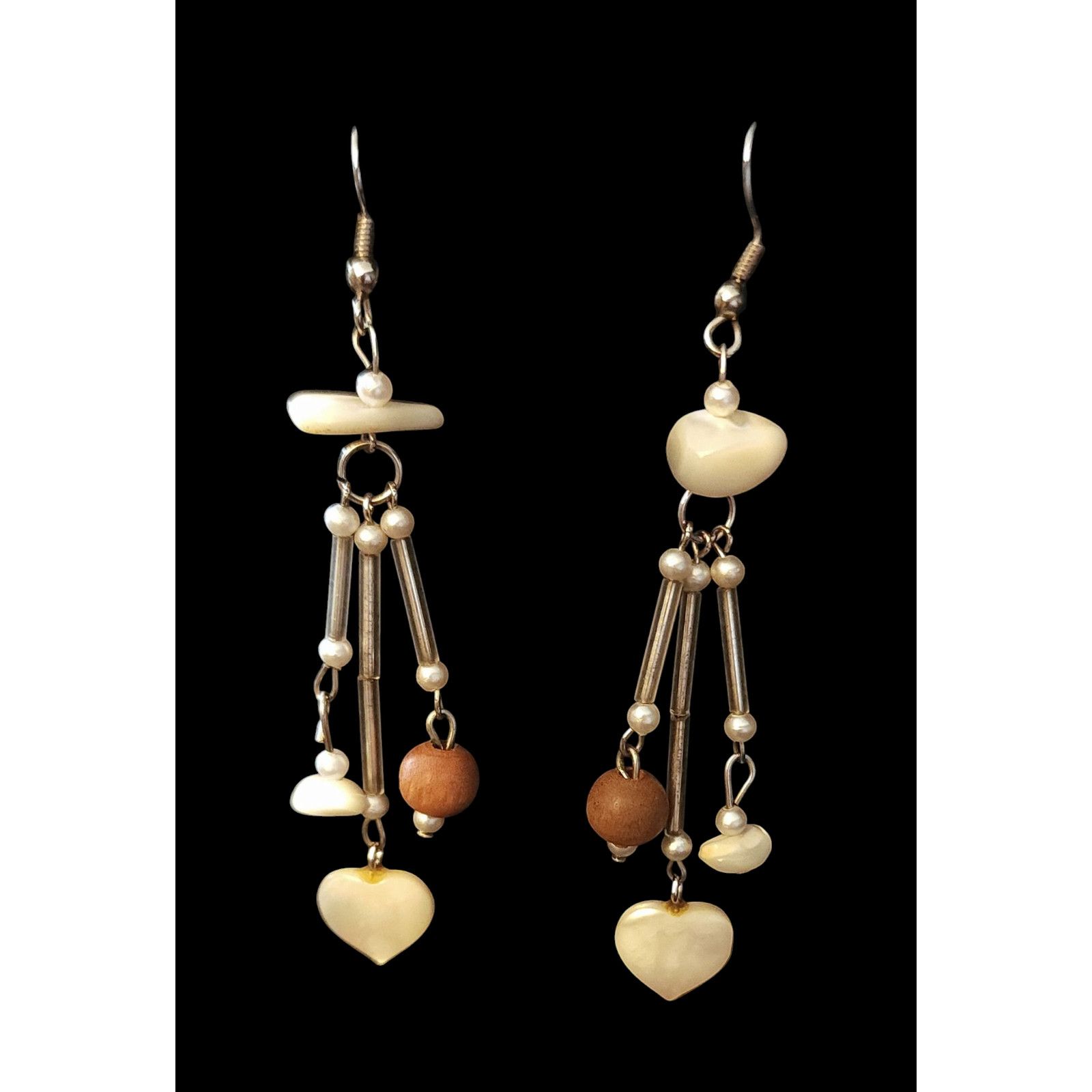Other Abalone shell, wood, & pearlescent beaded pierced earrings Size ONE SIZE - 1 Thumbnail
