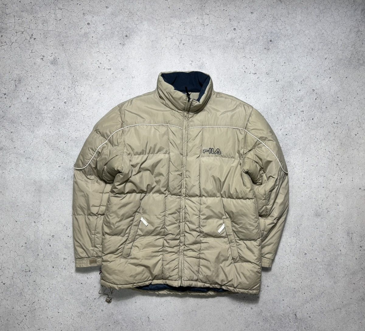 Fila Fila Vintage Down Puffer Jacket Big Logo Beige Size US L / EU 52-54 / 3 - 2 Thumbnail