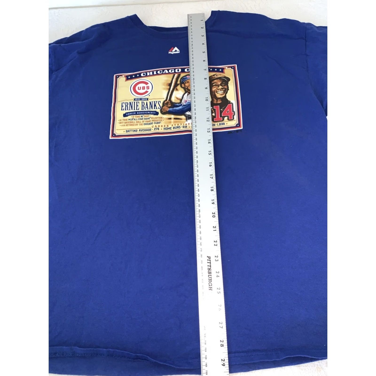 Vintage Ernie Banks Career Chicago Cubs 2XL #14 T-Shirt Majestic Blue Size US XXL / EU 58 / 5 - 4 Thumbnail
