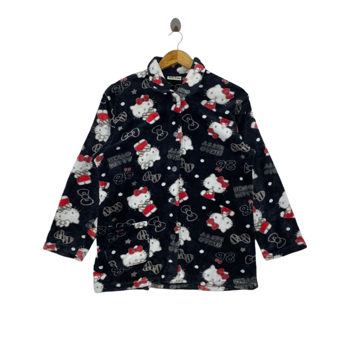 HELLO KITTY Overprint Design Button Up Sherpa Fleece