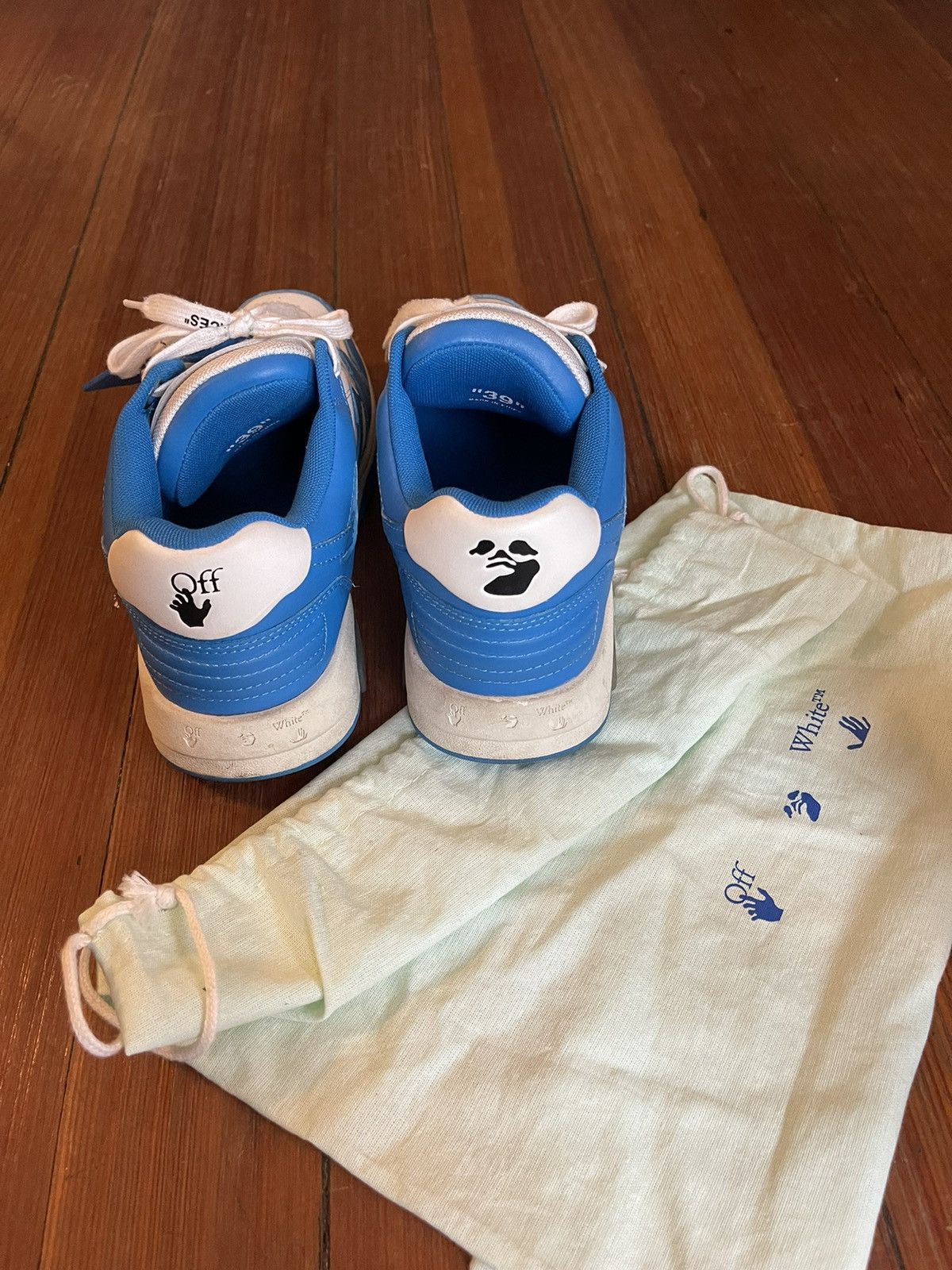 Off-White Off-White Out of Office Leather white/blue sneakers Size US 8 / IT 38 - 4 Thumbnail
