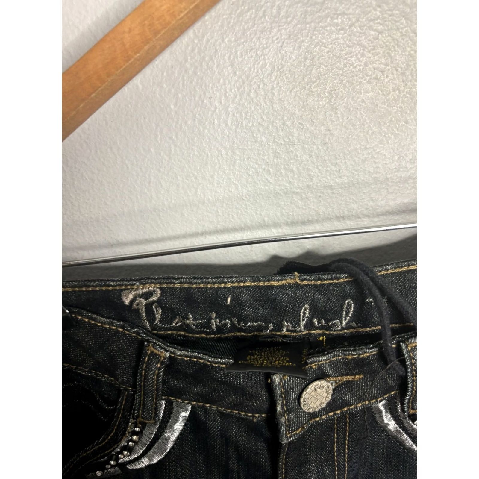 Vintage Platinum Plush Jeans Bootcut Stars Black 7 Women Regular 28 Inseam 33 Denim Cotton/Spandex Polyester NWT NWT bootscut jeans Size 28" / US 6 / IT 42 - 6 Thumbnail