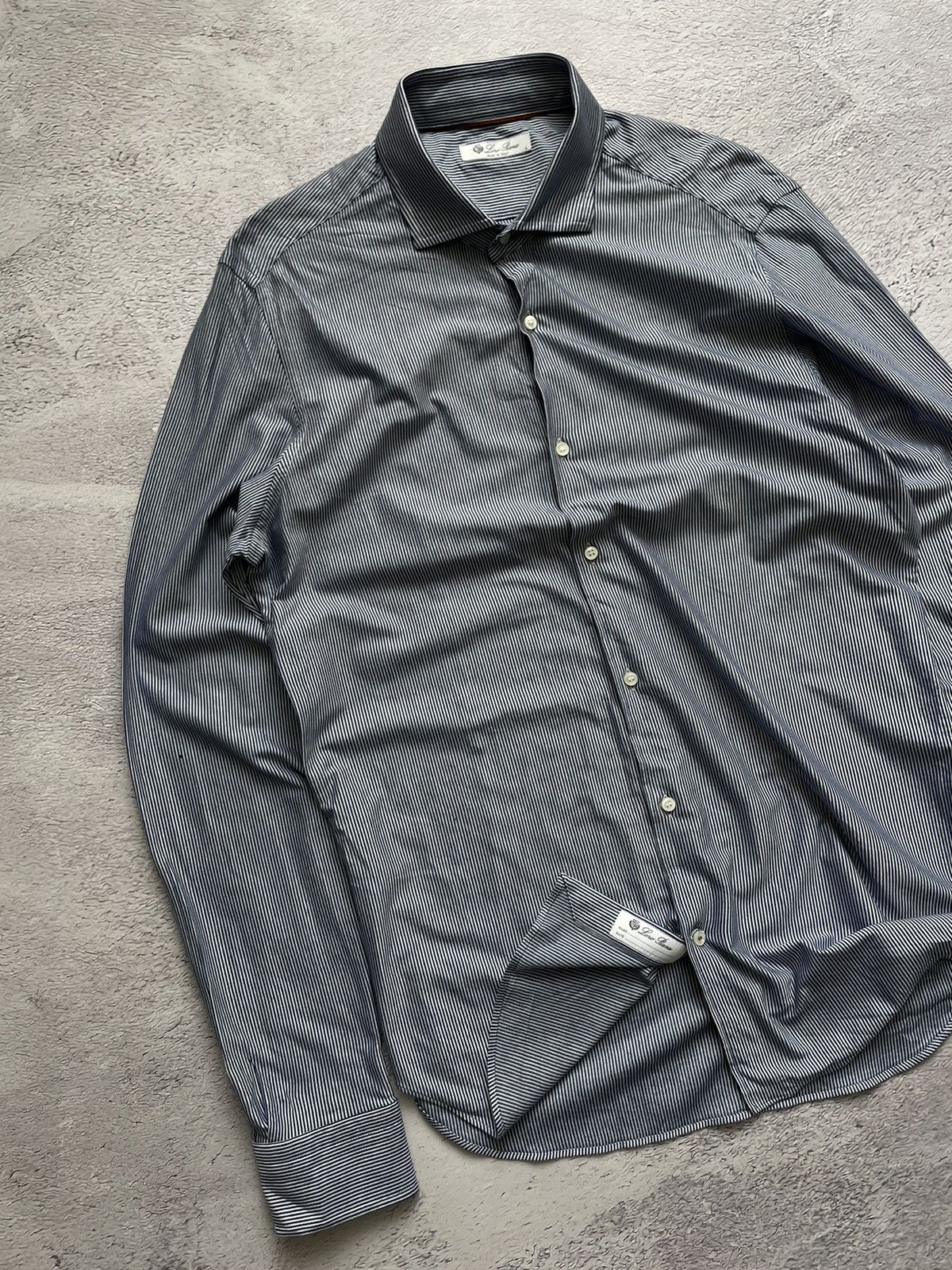 Loro Piana LUXURY LORO PIANA! Dress Shirt Striped Made In Italy Size US L / EU 52-54 / 3 - 2 Thumbnail