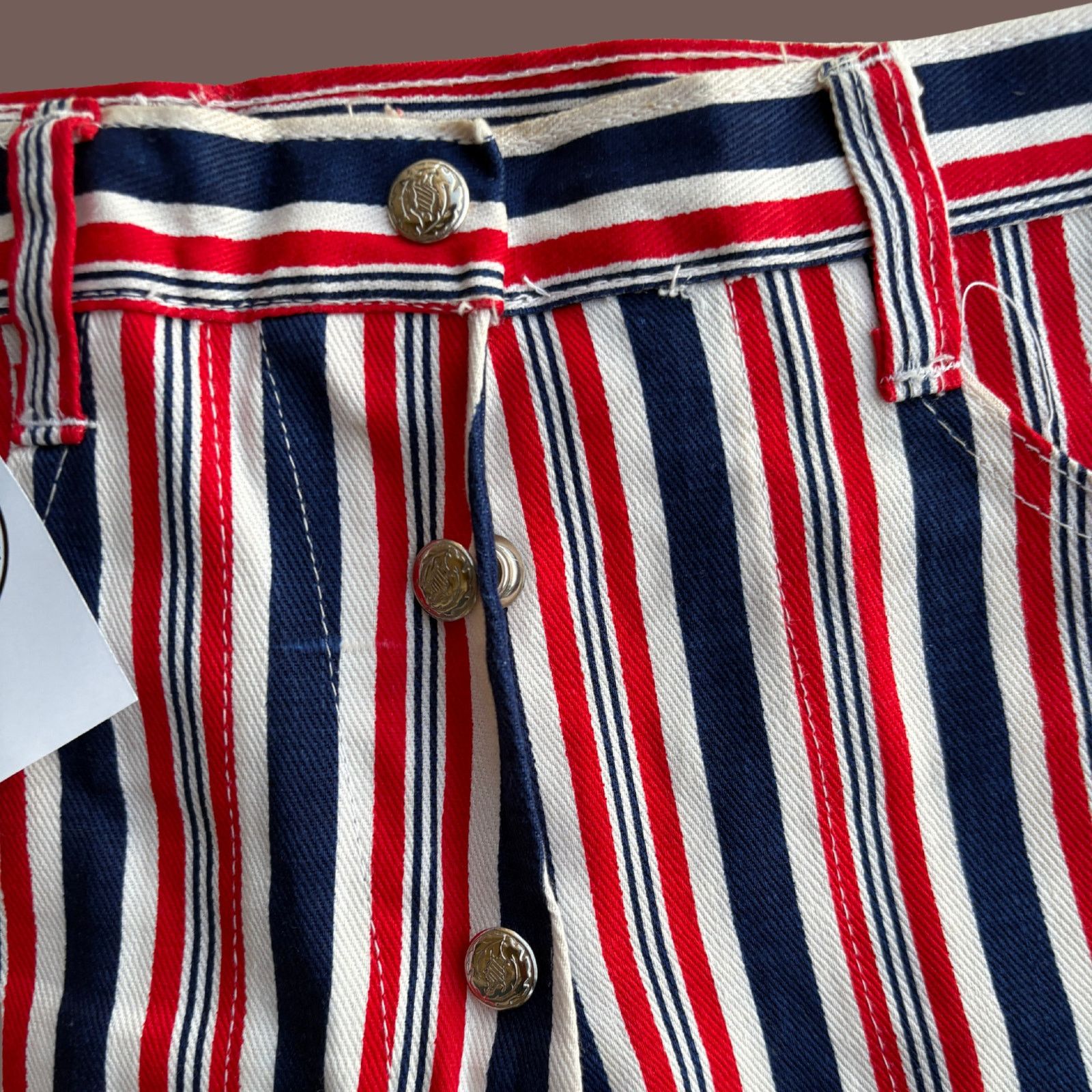 Vintage VTG Striped Flare Pants | Twin Fashions USA | 70s Americana Size 26" / US 2 / IT 38 - 2 Thumbnail