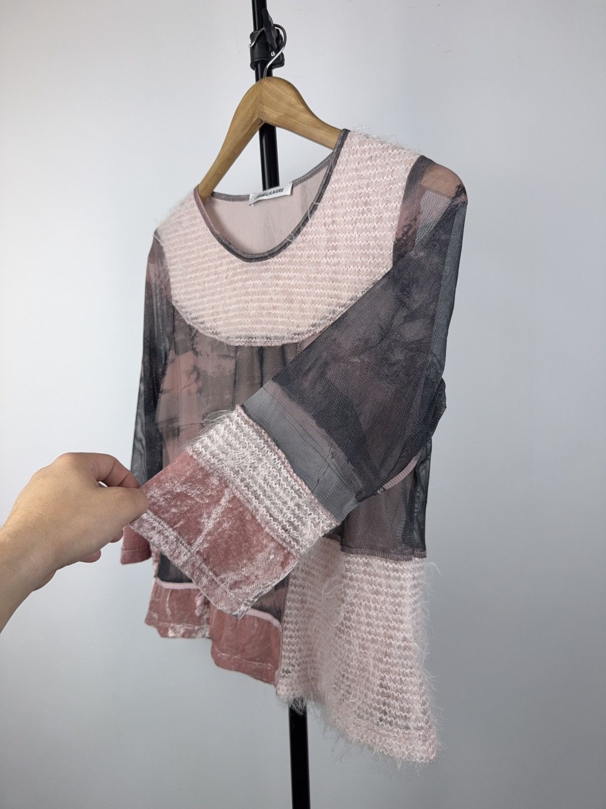 Designer STYLE ❗️Avant Garde Retro Punk Rock Emo Mesh Top Blouses Size M / US 6-8 / IT 42-44 - 3 Thumbnail