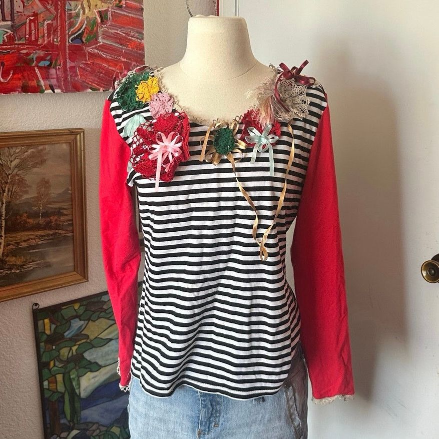 Other etika black andehite striped floral flower design shirt Size M / US 6-8 / IT 42-44 - 1 Thumbnail