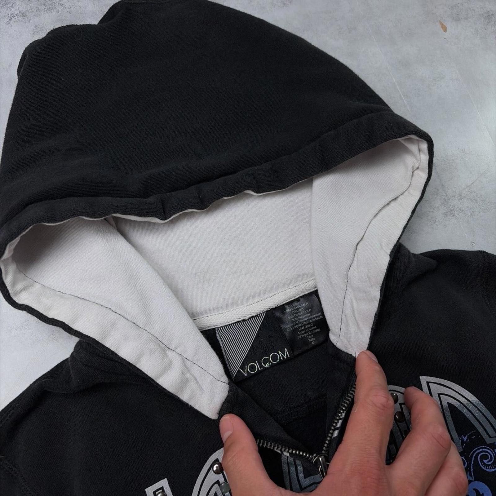 Volcom Y2K Black Volcom Grunge Surfwear Gothic Zip Up Hoodie Size M / US 6-8 / IT 42-44 - 6 Thumbnail