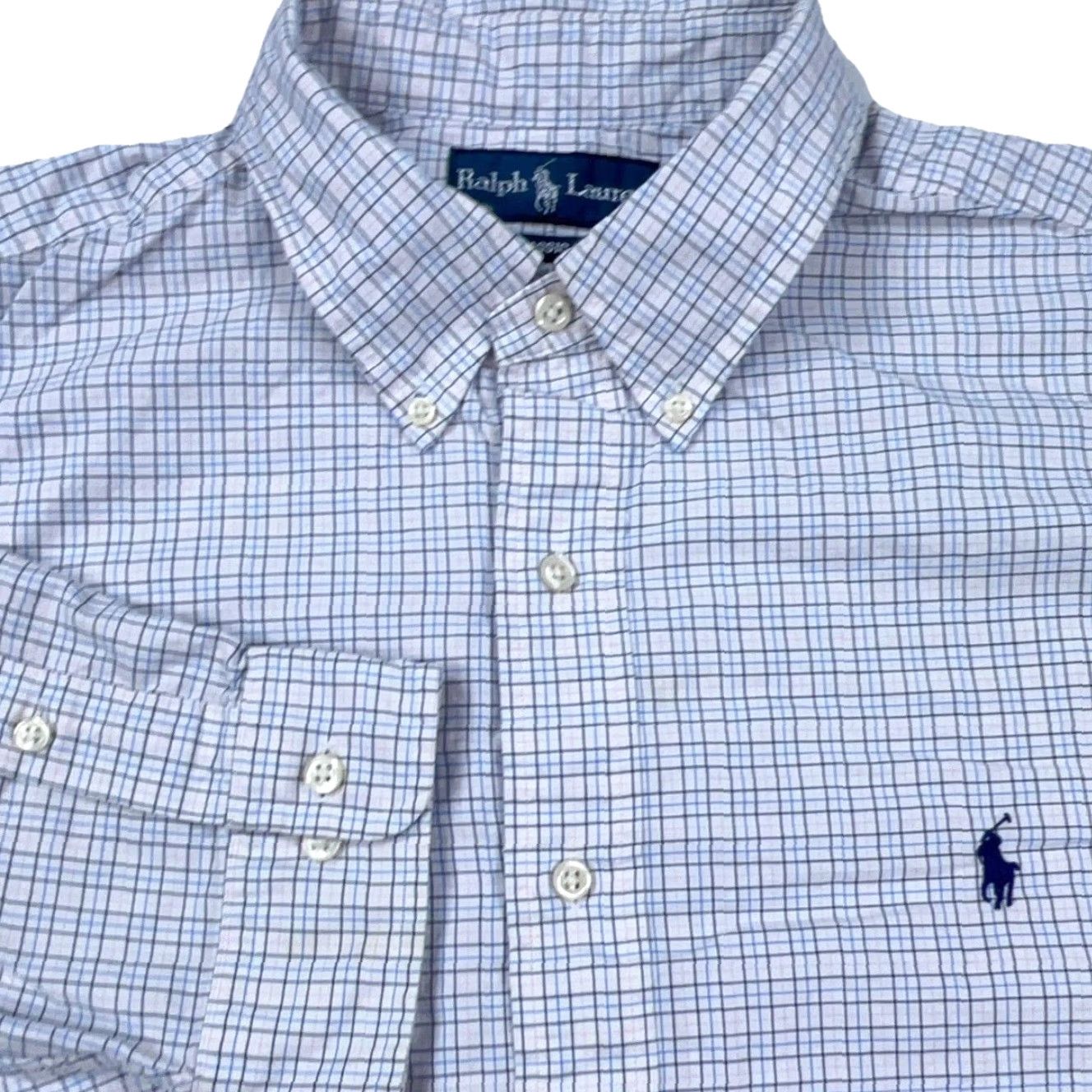 Ralph Lauren Ralph Lauren Shirt Men 17 34 White Blue Pink Plaid Button Up Dress Poplin Pony Shirt Button-Front Mens Regular White Plaid Classic Preppy Size 46R - 2 Thumbnail