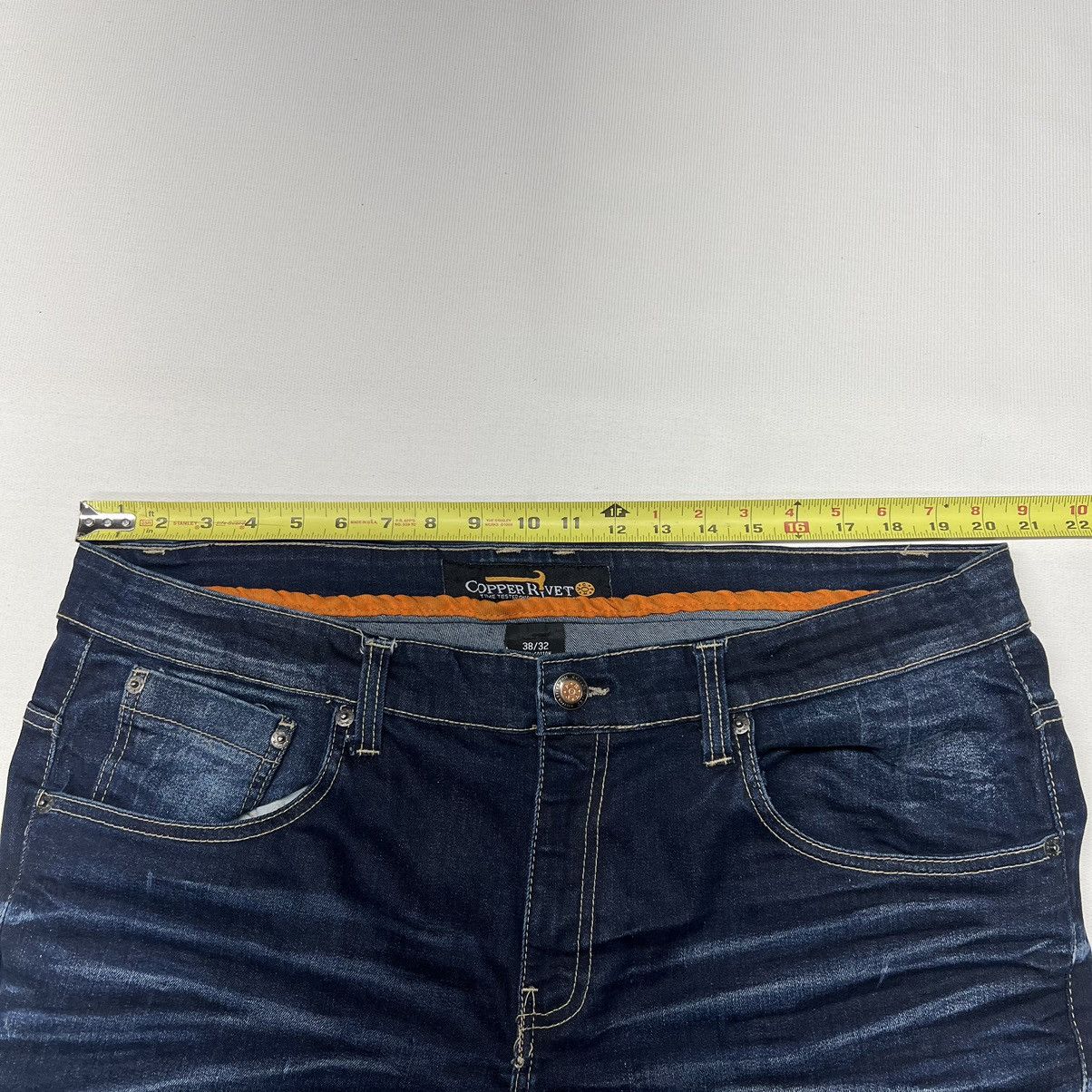 Vintage Copper Rivet Jeans Blue Denim Straight Y2K Hip Hop Baggy Size US 38 / EU 54 - 18 Thumbnail