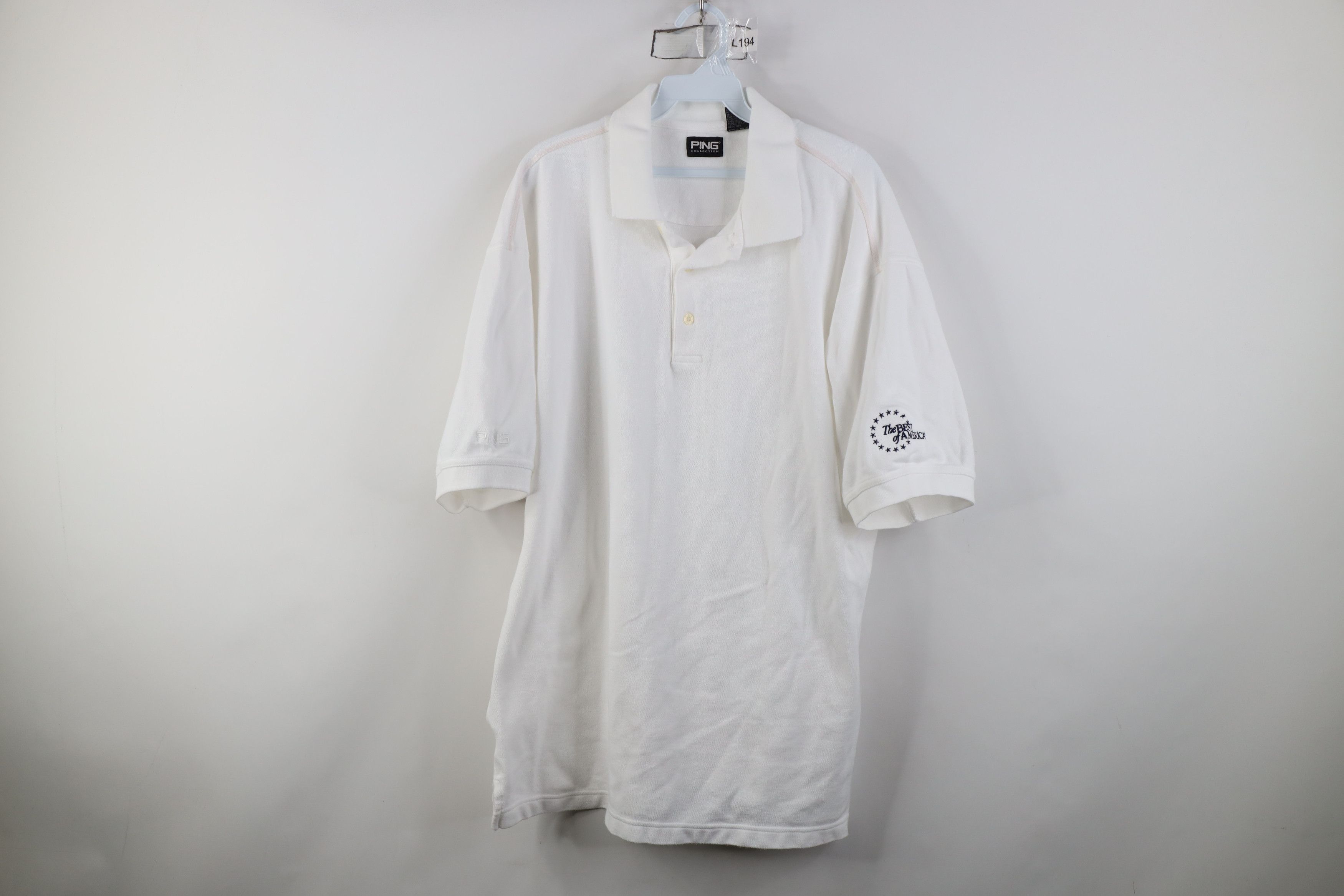 PING Vtg 90s Ping Golf Collared Golfing Polo Shirt White USA Size US L / EU 52-54 / 3 - 1 Thumbnail