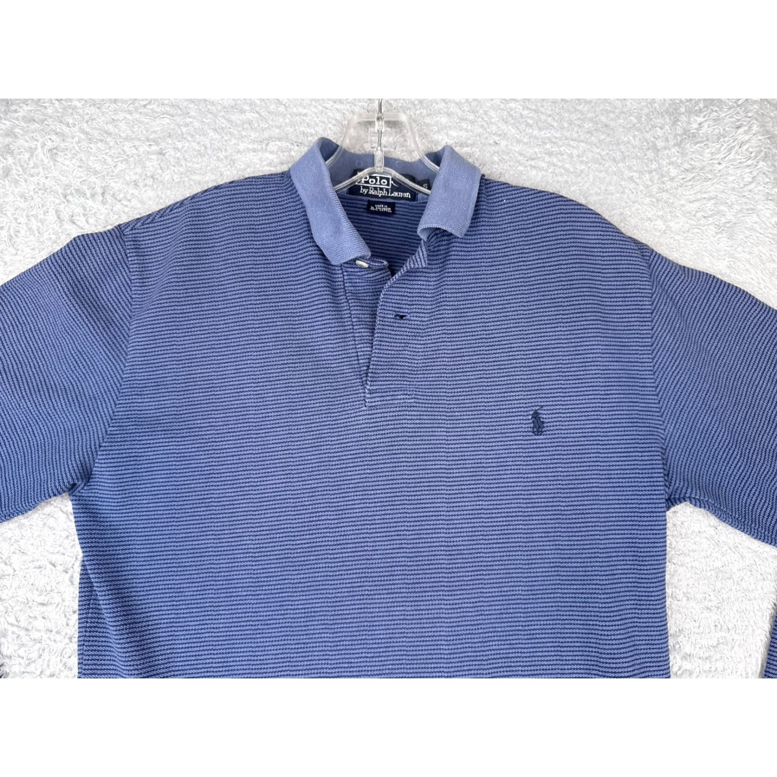 Ralph Lauren VINTAGE Ralph Lauren Polo Shirt Men S Blue Stripe 100% Cotton Slim Fit Long Sleeve Polo Shirt Men Small Blue Stripe 70s Theme Mens Size US S / EU 44-46 / 1 - 4 Thumbnail
