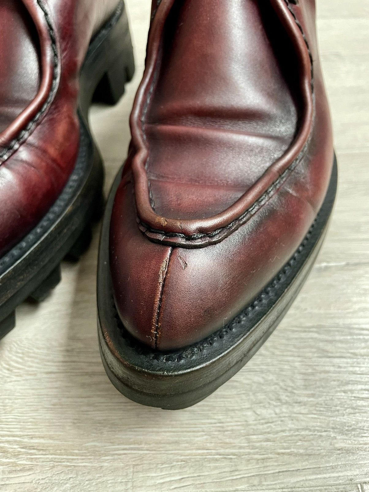 Prada Rare Prada FW13 Runaway Calfskin Burgundy Lug Sole Creepers Size US 9 / EU 42 - 9 Thumbnail