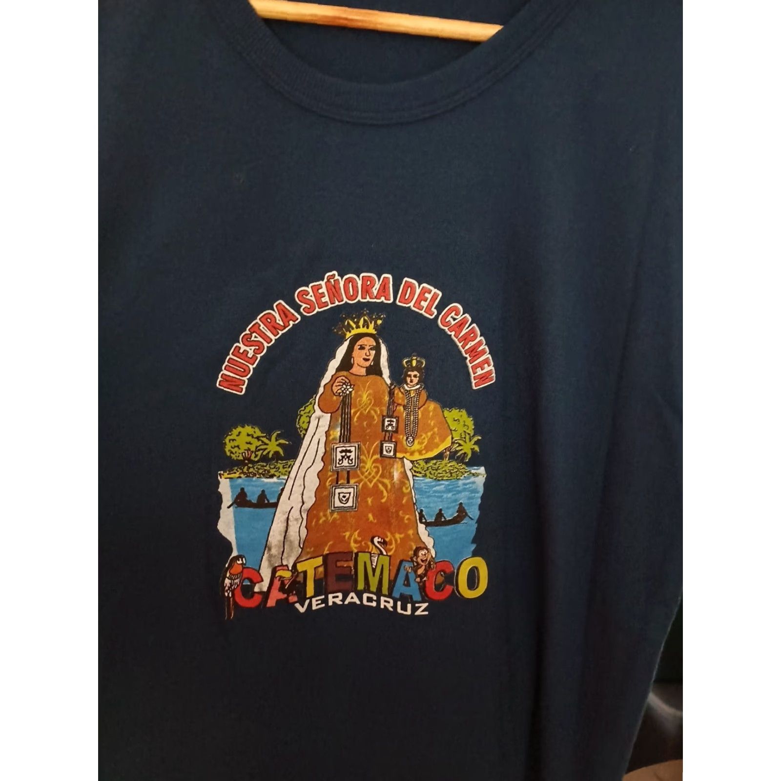 Vintage VINTAGE Nuestra Senora Del Carmen Catemaco Veracruz T-shirt Mens L Blue Religion Shirt Size US L / EU 52-54 / 3 - 2 Thumbnail