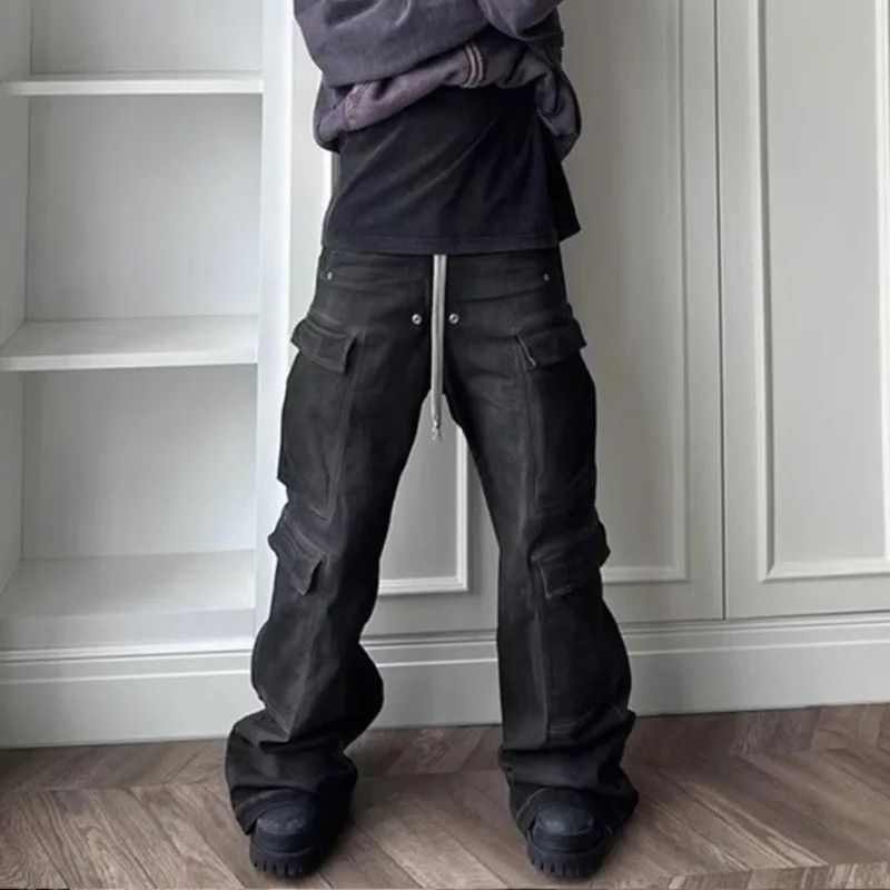 Designer × Japanese Brand × Jean Hombre Drawstring Elastic Baggy Cargo Jeans y2k Size US 34 / EU 50 - 5 Thumbnail