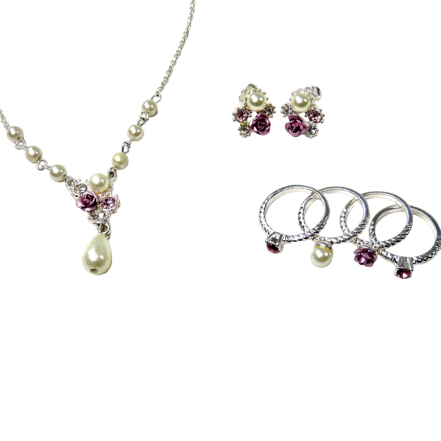 Vintage Vintage Avon Rose Pink Pearl Silver Set Retro Coquette Size ONE SIZE - 1 Thumbnail