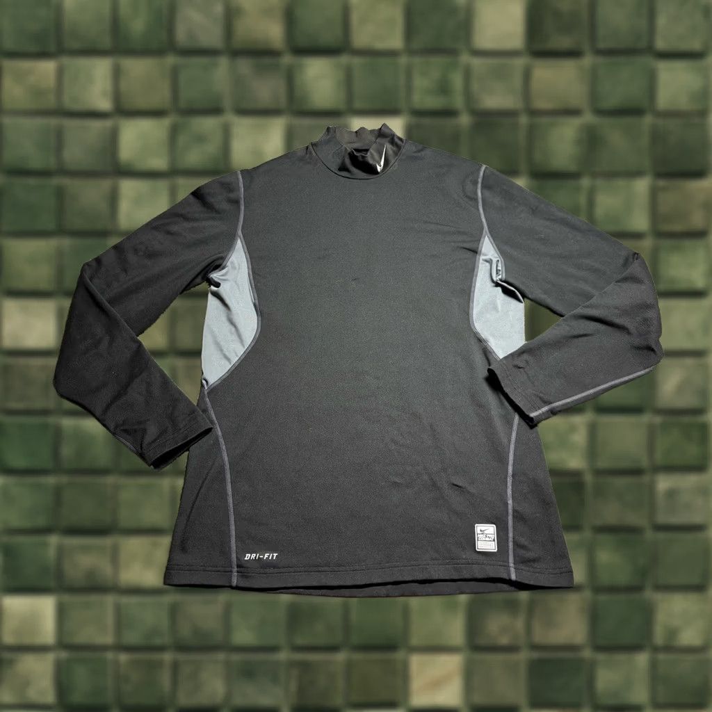 Nike Nike Pro Combat Shirt Mens Black Dri-Fit Fleece Lined Mock Neck Long Sleeve Pullover Activewear Casual Regular Fit Size US M / EU 48-50 / 2 - 1 Thumbnail